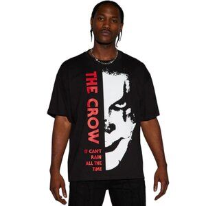 The Crow Oversized Short Sleeve Retro T-Shirt Tee Black Men's